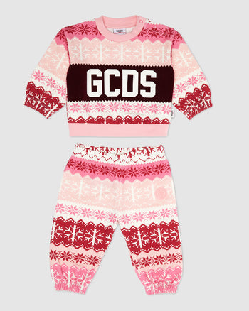 Baby Gcds Logo band Xmas Tracksuit: Unisex Hoodie and tracksuits Pink | GCDS